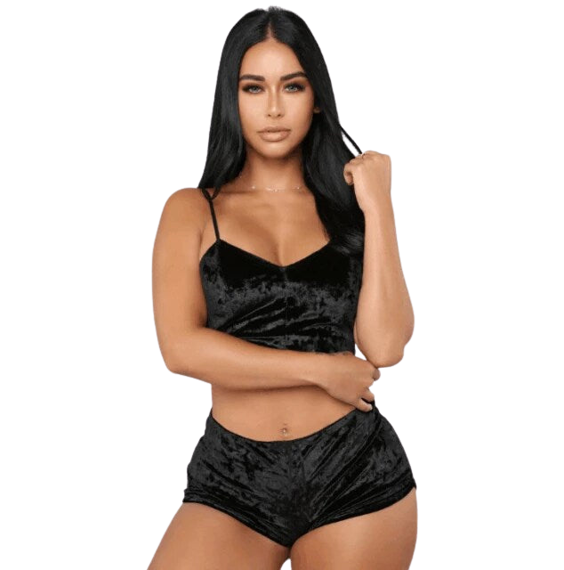 Sexy Velvet 2 Pieces Romper Sleep Wear