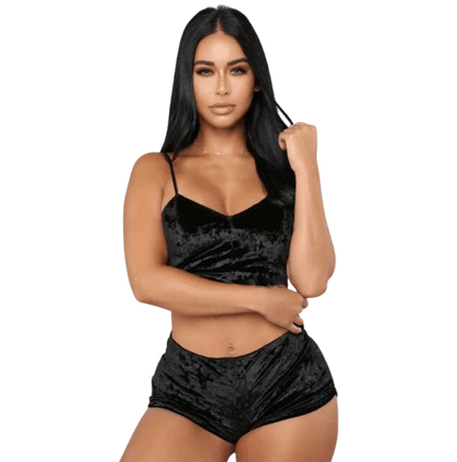 Sexy Velvet 2 Pieces Romper Sleep Wear