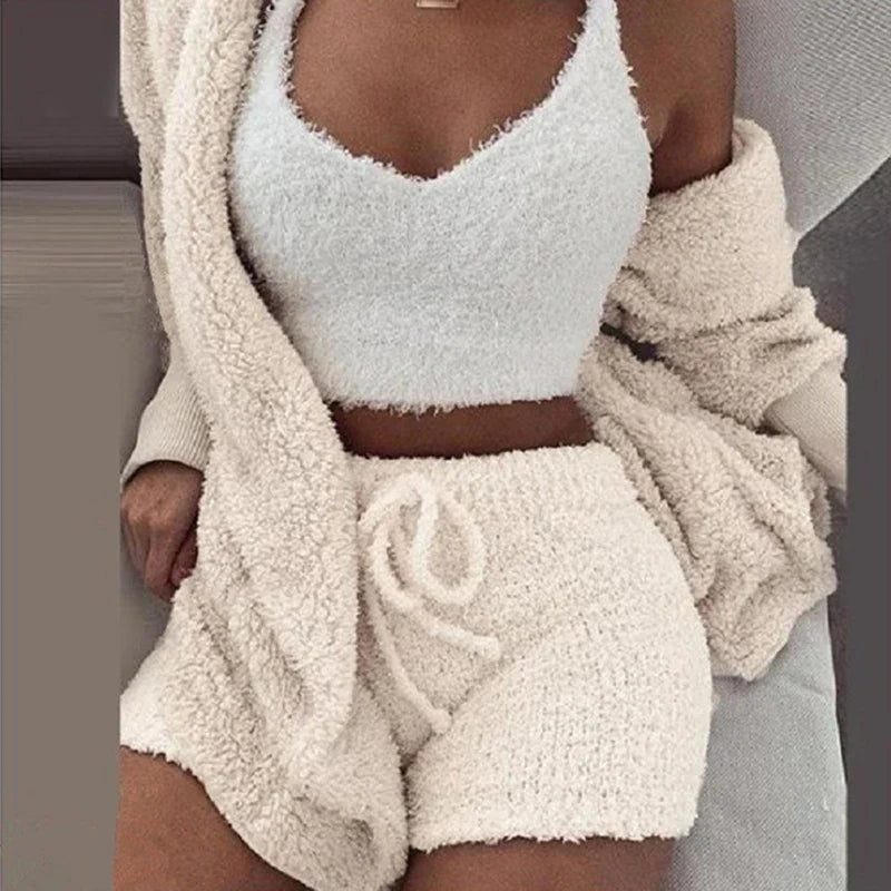 3 Piece Women's Velvet Crop