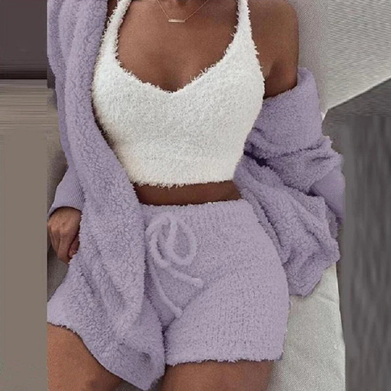 3 Piece Women's Velvet Crop
