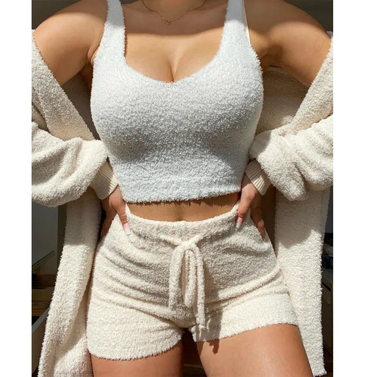 3 Piece Women's Velvet Crop