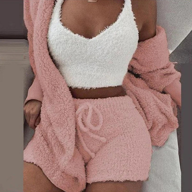 3 Piece Women's Velvet Crop