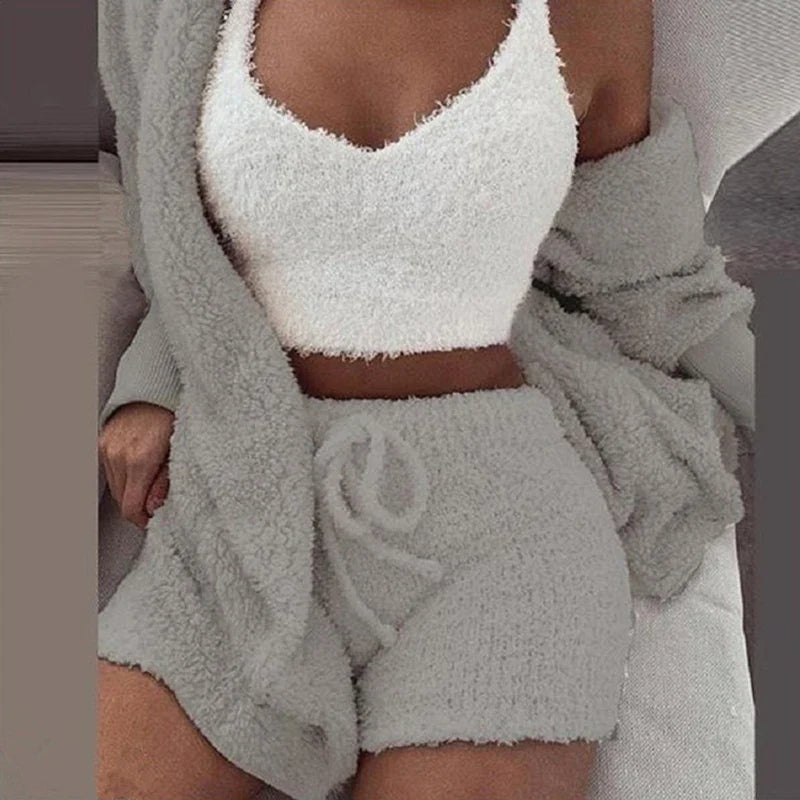 3 Piece Women's Velvet Crop