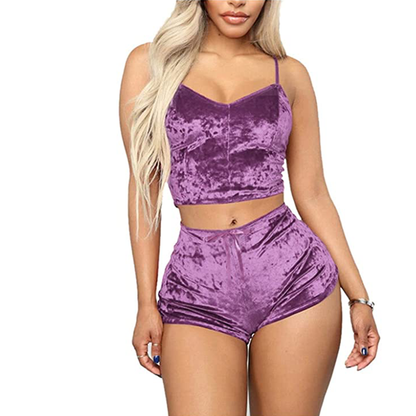 Sexy Velvet 2 Pieces Romper Sleep Wear