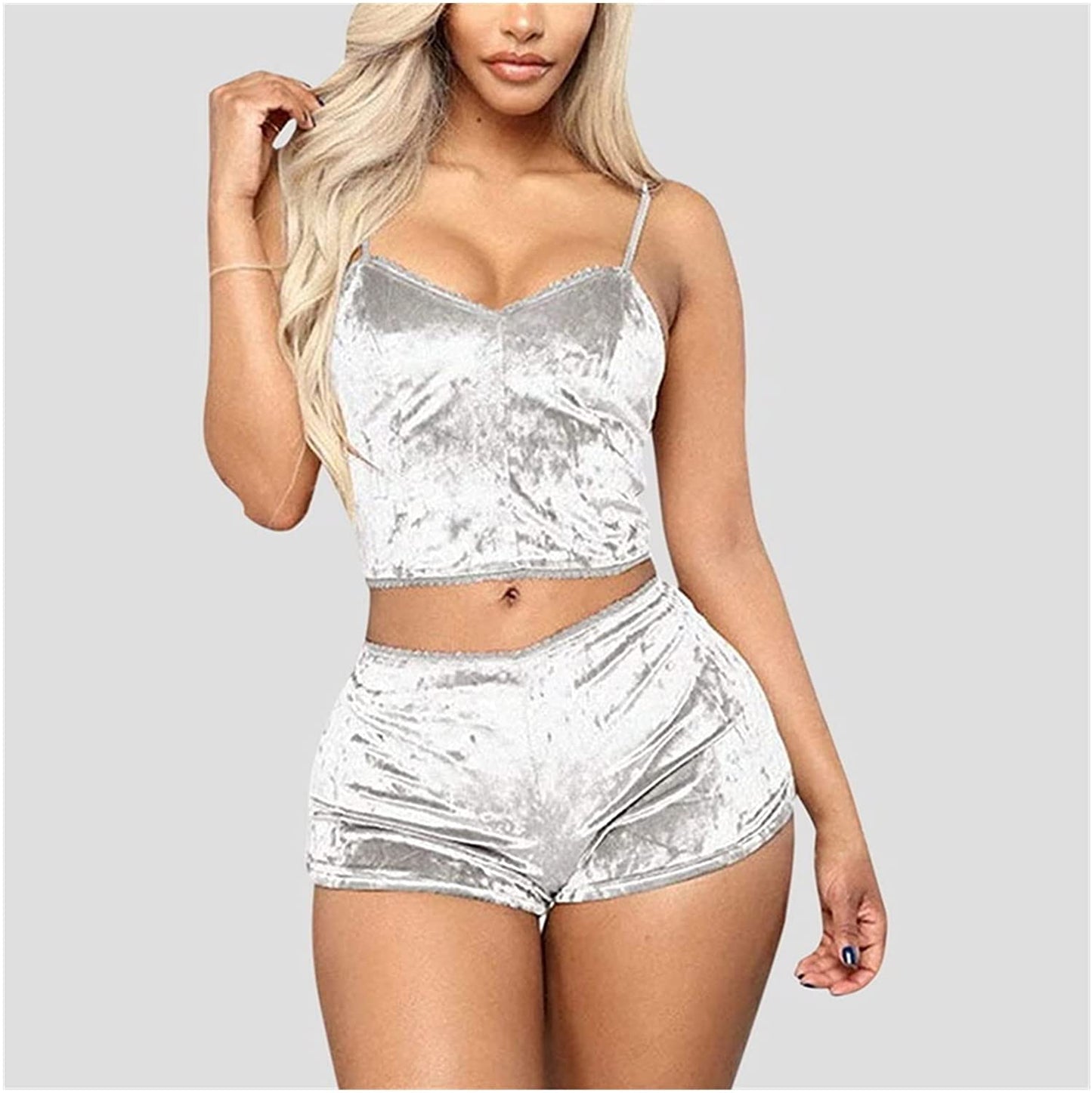 Sexy Velvet 2 Pieces Romper Sleep Wear