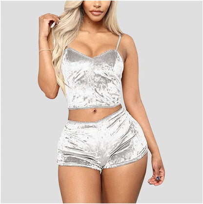 Sexy Velvet 2 Pieces Romper Sleep Wear